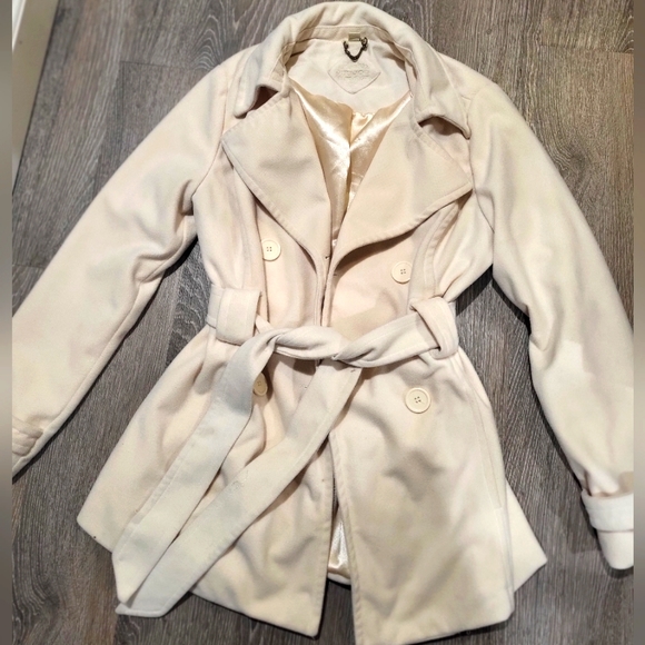 JOU JOU cream double breasted peacoat - Picture 1 of 16